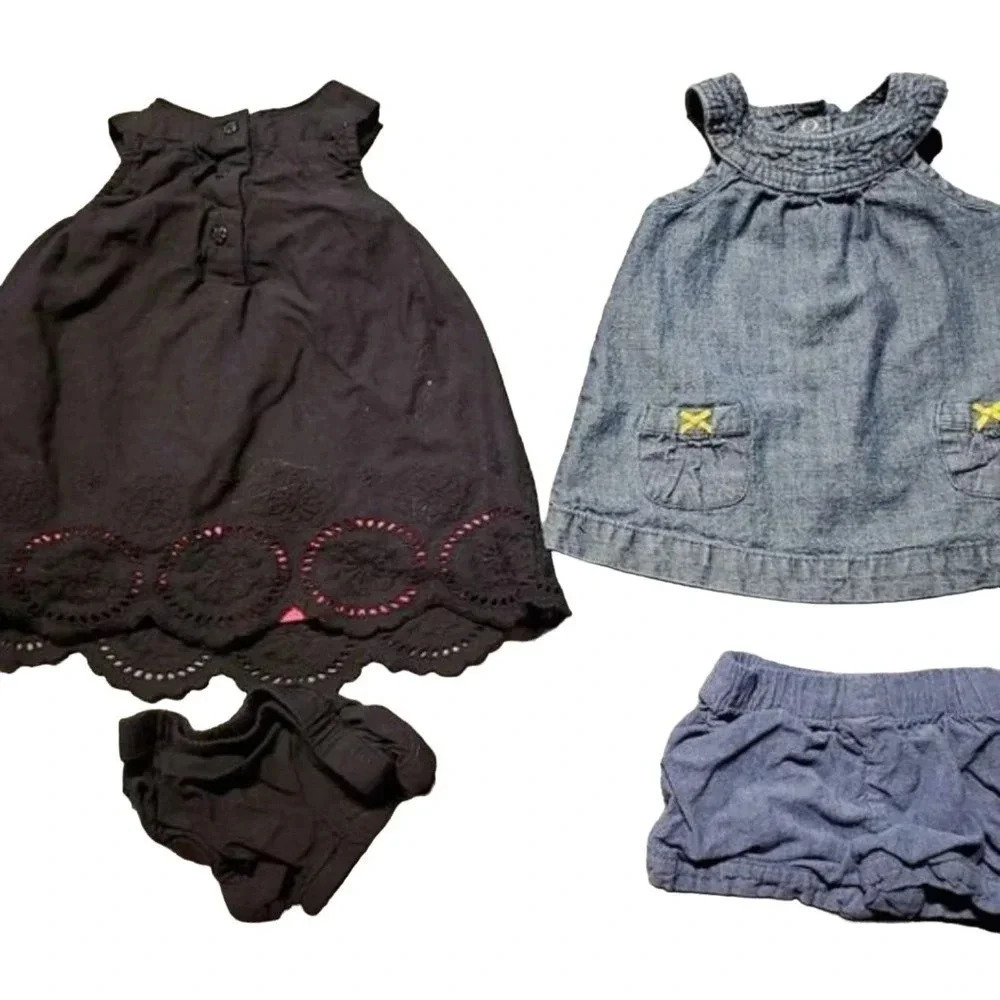 3month Baby girl dresses. One Black one Blue.
